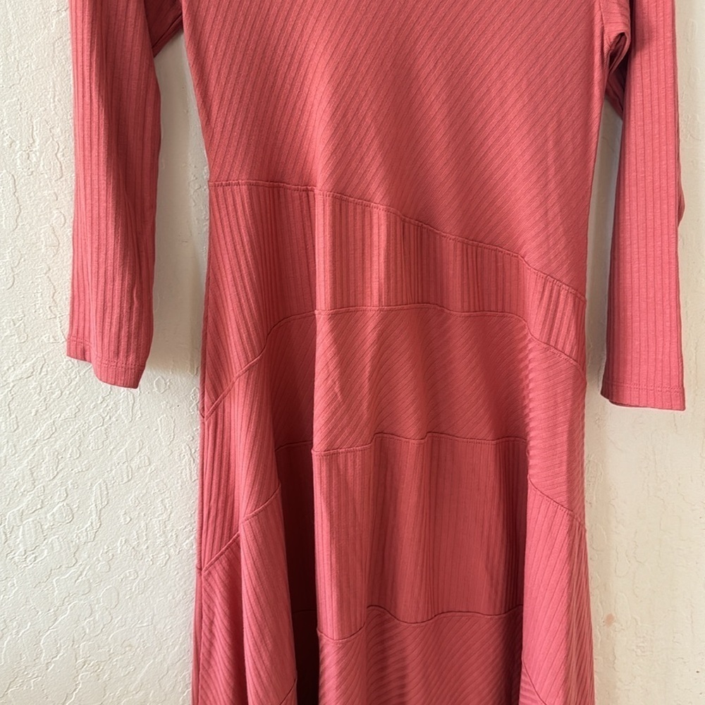 Soft Surroundings Pink Molly Fit & Flare Long Sleeve Textured Dress Small - Picture 5 of 9